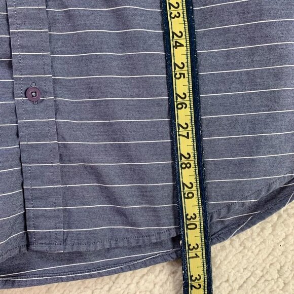 Paper Denim PD&C Striped Casual Button Down Collared Shirt White Blue Medium - Picture 7 of 7